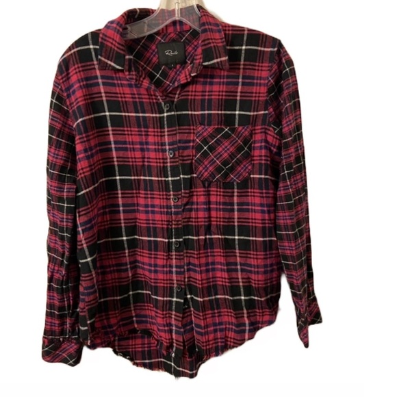 Rails Size Small Brock Plaid Raw Hem Flannel Button Down Long Sleeves Shirt - Picture 2 of 8